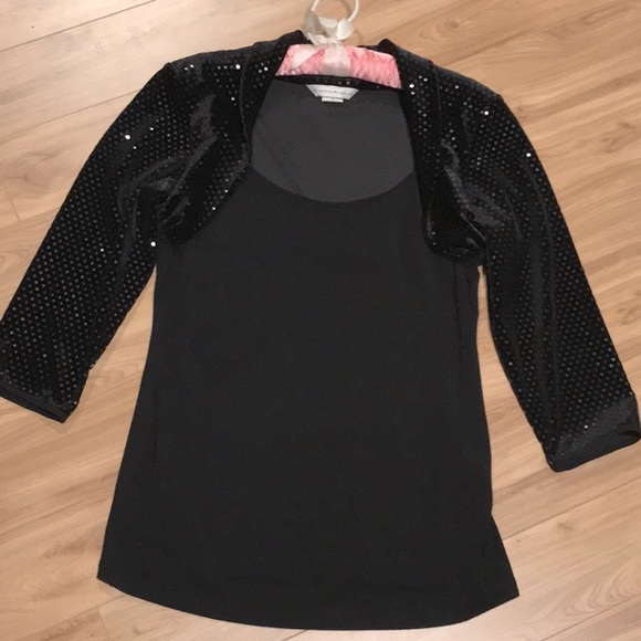 Bianca Nygard sparkling black faux bolero, tunic - Picture 1 of 4